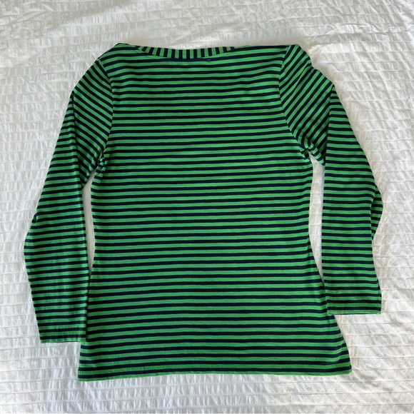 Boden The Hamptons Long Sleeve Scoop Neck Top, Green and Navy, 10 - Picture 6 of 11